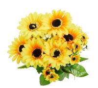 Juvale Lot de 2 bouquets de tournesols artificiels avec tiges pour arrangements floraux, centres de table, décoration de mariage (34,3 cm)
