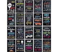 Juvale Lot de 20 affiches de motivation avec citations positives pour salles de e collège et lycée, tableaux d'affichage et cadeaux, affiches inspirantes pour la croissance (33 x 48 cm)