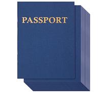 Juvale Lot de 24 carnets de passeport pour enfants, 10,4 x 14,2 cm, couverture souple bleue et pages unies - Carnet de passeport et activités en classe - Cadeaux de fête sur le thème des voyages et
