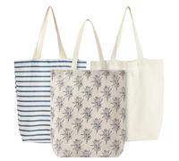 Lot de 3 de Sacs de Courses Réutilisables - Cabas en Tissu à Poignées Solides pour les Courses - 38 x 42 x 9,4 cm