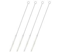 Juvale Lot de 4 brosses de nettoyage de paille en acier inoxydable avec crochet de suspension, design extra long - Idéal pour gobelet, boba, smoothie, 30,5 x 0,4 x 0,4 cm