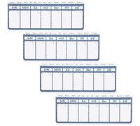 Juvale Lot de 4 calendriers magnétiques effaçables à sec (11 x 4,2 po, blanc et bleu)