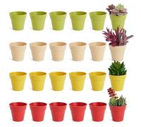 Juvale Mini Pots en Plastique pour Plantes, Lot de 24 Petits Pots de Fleurs Empilables Intérieur et Extérieur, 4 Couleurs, 6 cm de Diamètre