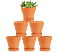 Juvale Petits Pots de Fleurs en Terra Cotta avec Soucoupes - 10,2 cm - 6 Pots pour Plantes