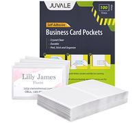 Juvale Pochettes Autocollantes Transparentes pour Cartes de Visite, Paquet de 100 Porte-Cartes en Plastique, 5,8 x 9,4 cm