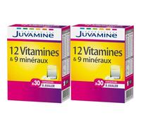 JUVAMINE - 12 Vitamines & 9 Minéraux - Aide à réduire la fatigue - 30 Comprimés à Avaler (Lot de 2)