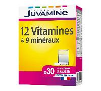 Juvamine Complément alimentaire 12 vitamines et 9 minéraux – 30 comprimés à avaler