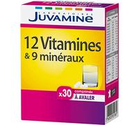 Juvamine Complément alimentaire 12 vitamines et 9 minéraux – 30 comprimés à avaler