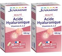 JUVAMINE - Acide Hyaluronique + Vitamines A,C,E - Beauté de la Peau - 60 Gélules d'origine végétale - Programme de 30 Jours - Fabriqué en France (Lot de 2)