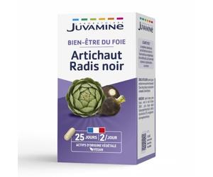 JUVAMINE Artichaut + Radis Noir - Digestion, Elimination Toxines - 50 Gel | Transit Régulier, Drainage, Confort Intestinal et Equilibre Hépatique, Légèreté, Absorption Optimisée, Fabriqué en France