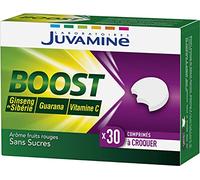 Juvamine Boost Vitamine C Ginseng Guarana Sans Sucres Arôme Fruits Rouges 30 Comprimés À Croquer