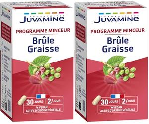 JUVAMINE - Brûle Graisse - Programme Minceur - Thé vert, Kola et Café Vert - Vegan - Aide au Contrôle Général du Poids - Contribue à Tonifier l'Organisme - 60 Gélules - Fabriqué en France (Lot de 2)