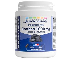 JUVAMINE Charbon Végétal 1000mg - Digestion, Gaz, Ballonement - 120 Gel | Confort Intestinal, Equilibre Digestif, Ventre moins Gonflé, Réduction les Flatulences, Dosage Optimal, Fabriqué en France