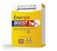 Juvamine - Énegie Boost - Tonus Physique et Intellectuel - Effet Coup de Fouet, Fatigue, Concentration - 30 Comprimés à Croquer - 15 Jours - Fabriqué en France