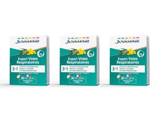JUVAMINE - Expert Voies Respiratoires - Facilite la respiration - Système immunitaire - Adoucit la gorge - Eucalyptus - Erysimum - Vitamine C - 30 jours - Fabriqué en France (Lot de 3)