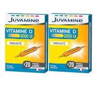 JUVAMINE - Immunité - Vitamine D 2000 UI 50ug - Défenses Immunitaires - Boite de 20 Ampoules (Lot de 2)