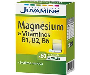 JUVAMINE Magnésium + 3 Vitamines B - Anti-Fatigue, Immunité - 60 Cpr | Vit B1, B2 et B6, Equilibre du Système Nerveux et Musculaire, Anti-Stress, Assimilation Optimisée, Fabriqué en France