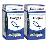 JUVAMINE - Oméga 3 - Santé Cardio-Vasculaire - Contribue à une Fonction Cardiaque Normale - 45 Capsules pour un Programme de 45 Jours - Fabriqué en France (Lot de 2)