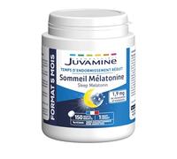 Juvamine - Sommeil Mélatonine - Endormissement plus Rapide - Sommeil Réparateur, Décalage Horaire, Insomnie - 150 Comprimés - 5 Mois - Fabriqué en France