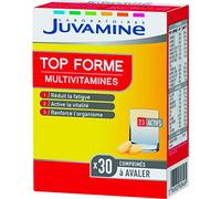 JUVAMINE Top forme, 12 Multivitamines & 10 Minéraux, Vitalité, Tonus, Aide à Réduire la Fatigue, Soutient l'Immunité, Programme de 1 Mois, 30 comprimés, Fabriqué en France