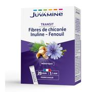 JUVAMINE Transit, Equilibre, Flore Intestinale, Prébiotiques, Fenouil - 20j | Inuline, Fibres de Chicorée, Microbiote, Confort digestif, Anti-ballonnement, Assimilation Optimisée, Fabriqué en France