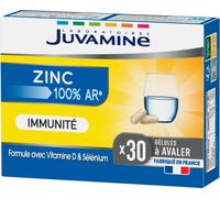 JUVAMINE - ZINC 100% AR* - Immunité - Zinc, Sélénium et Vitamine D3 - Contribue au Fonctionnement Normal du Système Immunitaire - 30 gélules - Fabriqué en France