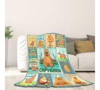 Juvanovo Couverture Capybara, 100 x 130 cm Capybara Couverture en Flanelle, Capybara Couverture de Voyage Maison Canapé, Cadeau d'anniversaire pour Garçons et Filles (A)