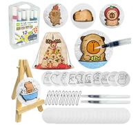 Juvanovo Peinture Gonflante Magique, 55 Pièces Kit de Peinture Texturée, Peintures Texturée Mousse 3D, Magic Puffy Paint Paper avec 10 Capybara et 20 Vide, Jeu de Créatif pour Filles Garcons