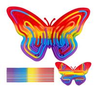 Juvanovo Sensory Activity Board, Planche Sensorielle Silicone avec 11 Cordes, Tableau D'activité Sensorielle pour activité Double Face, Fidget Toys pour TDAH Autisme (Papillon A)