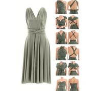 Juvell Infinity Dress Midi - Robe Demoiselle d'honneur - Robe élégante Portefeuille - Top Bandeau Inclus - Mariage-Bridesmaid-Invitée-Bal-Cocktail - 1100 (40-44, Vert Clair)