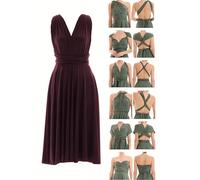 Juvell Infinity Dress Midi - Robe Demoiselle d'honneur - Robe élégante Portefeuille - Top Bandeau Inclus - Mariage-Bridesmaid-Invitée-Bal-Cocktail - 1100 (46-50, Mauve-Violet)