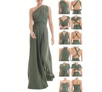 Juvell Robe Demoiselle d'honneur - Infinity Dress Maxi - Robe élégante Portefeuille - Top Bandeau Inclus - Mariage-Bridesmaid-Invitée-Bal - 1000 (40-44, Vert)