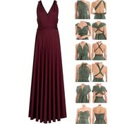 Juvell Robe Demoiselle d'honneur - Infinity Dress Maxi - Robe élégante Portefeuille - Top Bandeau Inclus - Mariage-Bridesmaid-Invitée-Bal - 1000 (40-44, Rouge Bordeaux)