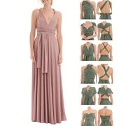 Juvell Robe Demoiselle d'honneur - Infinity Dress Maxi - Robe élégante Portefeuille - Top Bandeau Inclus - Mariage-Bridesmaid-Invitée-Bal - 1000 (34-38, Vieux Rose)