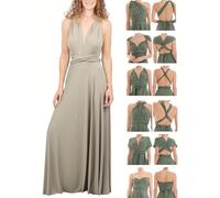 Juvell Robe Demoiselle d'honneur - Infinity Dress Maxi - Robe élégante Portefeuille - Top Bandeau Inclus - Mariage-Bridesmaid-Invitée-Bal - 1000 (40-44, Vert Clair)
