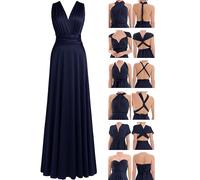 Juvell Robe Demoiselle d'honneur - Infinity Robe Maxi - Robe élégante Portefeuille - Top Bandeau Inclus - Mariage-Bridesmaid-Invitée-Bal - 1000 (46-50, Bleu foncé)