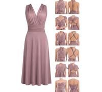 Juvell - Robe Demoiselle d'honneur - Infinity Robe Midi- Robe élégante Portefeuille - Top Bandeau Inclus - Mariage-Bridesmaid-Invitée-Bal-Cocktail - 1100 (34-38, Vieux Rose)