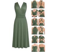 Juvell - Robe Demoiselle d'honneur - Infinity Robe Midi- Robe élégante Portefeuille - Top Bandeau Inclus - Mariage-Bridesmaid-Invitée-Bal-Cocktail - 1100 (34-38, Vert)