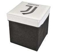 Juventus 3500 100 2131 Pouf de Rangement, Polyester, Blanc/Noir, 31 x 31 x 4 cm