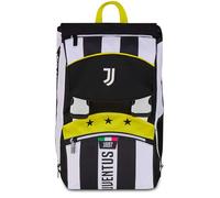 Juventus Seven Sac à dos double compartiment extensible, blanc et noir, grande capacité, dossier préformé, enfant, école primaire, football