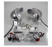 Juvra Clignotant de moto Pour Chrome noir universel Pour moto conduite antibrouillard Spot lumière 33-43 MM fourche Tubes Pour Pour avant clignotant pour indicateur de lampe signalisation(B)