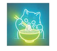 Juvra Lumières néon décoratives D'Ambiance Apaisante Lampe Enseigne Au Néon pour Chat Ramen Cat Business Shop Décoration Murale Restaurant Nouilles(C)