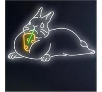 Juvra Lumières néon décoratives D'Ambiance Apaisante Lampe Panneau Néon en Forme De Lapin avec Boisson Au Thé Aux Perles Animal Mignon Lumière