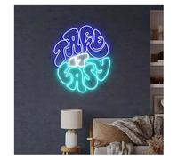 Juvra Lumières néon décoratives Décoration lumineuse au néon Take It Easy pour les enseignes Lettre de luminosité réglable pour lumières(C,40cmx40cm)