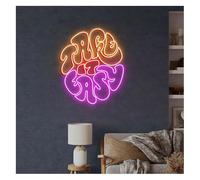 Juvra Lumières néon décoratives Décoration lumineuse au néon Take It Easy pour les enseignes Lettre de luminosité réglable pour lumières(E,40cmx40cm)