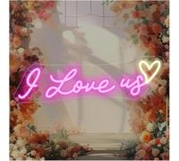 Juvra Lumières néon décoratives Panneau lumineux «Je nous aime» pour décoration murale, pour salle de mariage, chambre à coucher, demande en, fête, 42 x 13 cm(2)