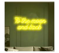 Juvra Lumières néon décoratives Panneau lumineux LED en néon vers la lune et retour, alimenté par pour USB, pour maison, un mariage, une chambre à coucher, bar, décoration murale, 38 cm x 12(D)