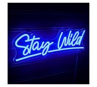 Juvra Lumières néon décoratives Panneau néon « Stay Wied » cool pour alimentation pour USB, intensité variable, pour chambre à coucher, magasin, bar, fête, décoration murale 16 cm × 42