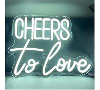 Juvra Lumières néon décoratives Pour lampe néon Cheers to Love pour enseigne pour veilleuses à intensité variable 30 cm × 40(Blanc)