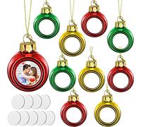 Juwaacoo 9 PièCes Sublimation Boule de NoëL Ornements Arbre de NoëL Incassable pour la DéCoration de FêTe de Mariage de Vacances, 1,6 Pouce